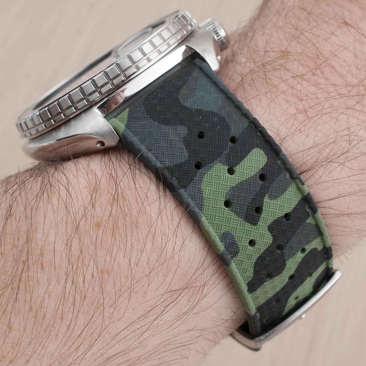 Tropical retro vintage replacement watch strap band FKM rubber tropic 19mm 20mm 21mm 22mm green camo camouflage