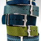 Tudor Black Bay 58 Pelagos NATO single pass weave chevron black blue green khaki tan gray bond
