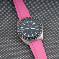 Brodinkee x StrapHabit Men Wear Pink 2024 Deployant FKM Rubber Watch Straps