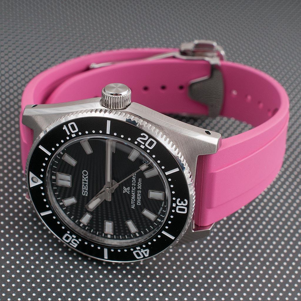 Brodinkee x StrapHabit Men Wear Pink 2024 Deployant FKM Rubber Watch Straps