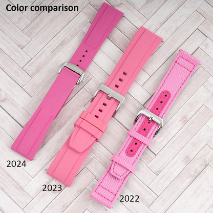 Brodinkee x StrapHabit Men Wear Pink 2024 Deployant FKM Rubber Watch Straps