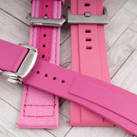 Brodinkee x StrapHabit Men Wear Pink 2024 Deployant FKM Rubber Watch Straps