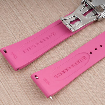 Brodinkee x StrapHabit Men Wear Pink 2024 Deployant FKM Rubber Watch Straps