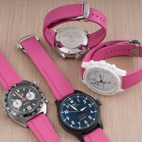 Brodinkee x StrapHabit Men Wear Pink 2024 Deployant FKM Rubber Watch Straps