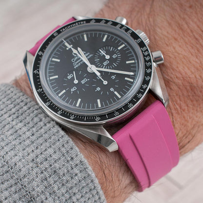 Brodinkee x StrapHabit Men Wear Pink 2024 Deployant FKM Rubber Watch Straps