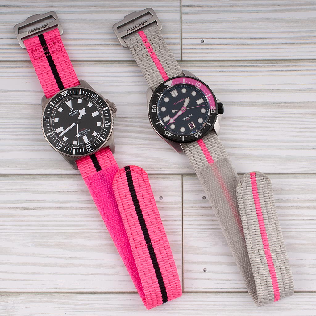 Brodinkee x StrapHabit Men Wear Pink 2026 Hook and Loop Single Pass Watch Straps