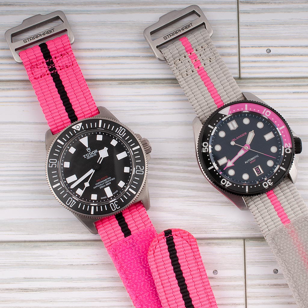 Brodinkee x StrapHabit Men Wear Pink 2026 Hook and Loop Single Pass Watch Straps