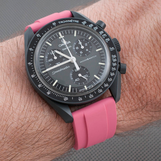 Brodinkee x StrapHabit Men Wear Pink 2023 Ridge FKM Rubber Quick Release Watch Straps