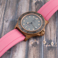 Brodinkee x StrapHabit Men Wear Pink 2023 Ridge FKM Rubber Quick Release Watch Straps