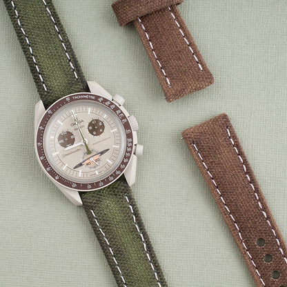 Distressed Canvas and Leather Quick Release Watch Straps