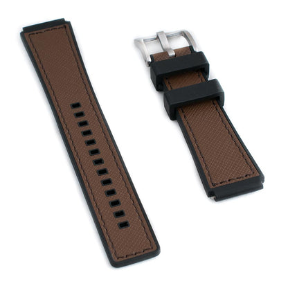 TQ18 Q Timex Replacement Watch Straps - Leather and FKM Rubber Hybrid Quick Release Watch Bands