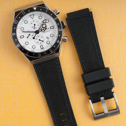 TQ18 Q Timex Replacement Watch Straps - Leather and FKM Rubber Hybrid Quick Release Watch Bands