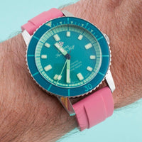 Brodinkee x StrapHabit Men Wear Pink 2023 Ridge FKM Rubber Quick Release Watch Straps - StrapHabit - 20mm - Silver