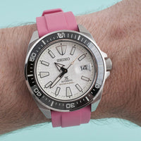 Brodinkee x StrapHabit Men Wear Pink 2023 Ridge FKM Rubber Quick Release Watch Straps - StrapHabit - 20mm - Silver