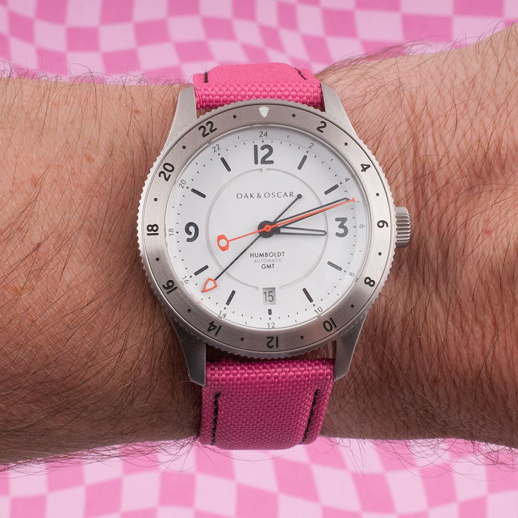 Brodinkee x StrapHabit Men Wear Pink 2025 Deployant Sailcloth Watch Straps