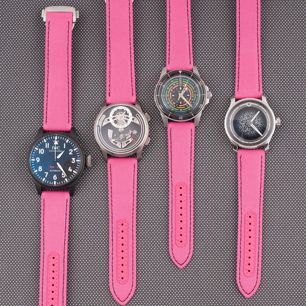 Brodinkee x StrapHabit Men Wear Pink 2025 Deployant Sailcloth Watch Straps