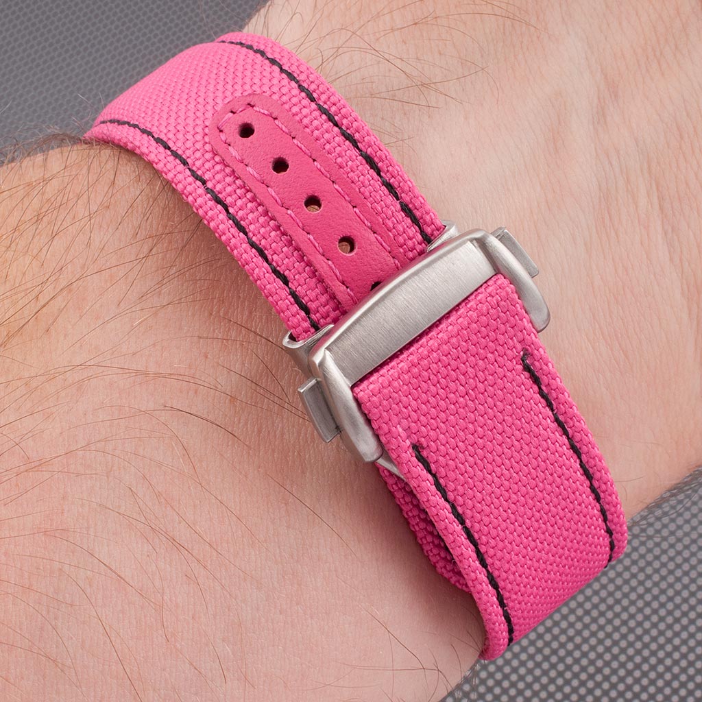 Brodinkee x StrapHabit Men Wear Pink 2025 Deployant Sailcloth Watch Straps