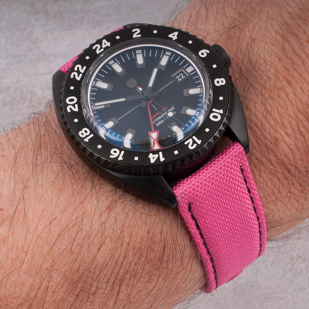 Brodinkee x StrapHabit Men Wear Pink 2025 Deployant Sailcloth Watch Straps