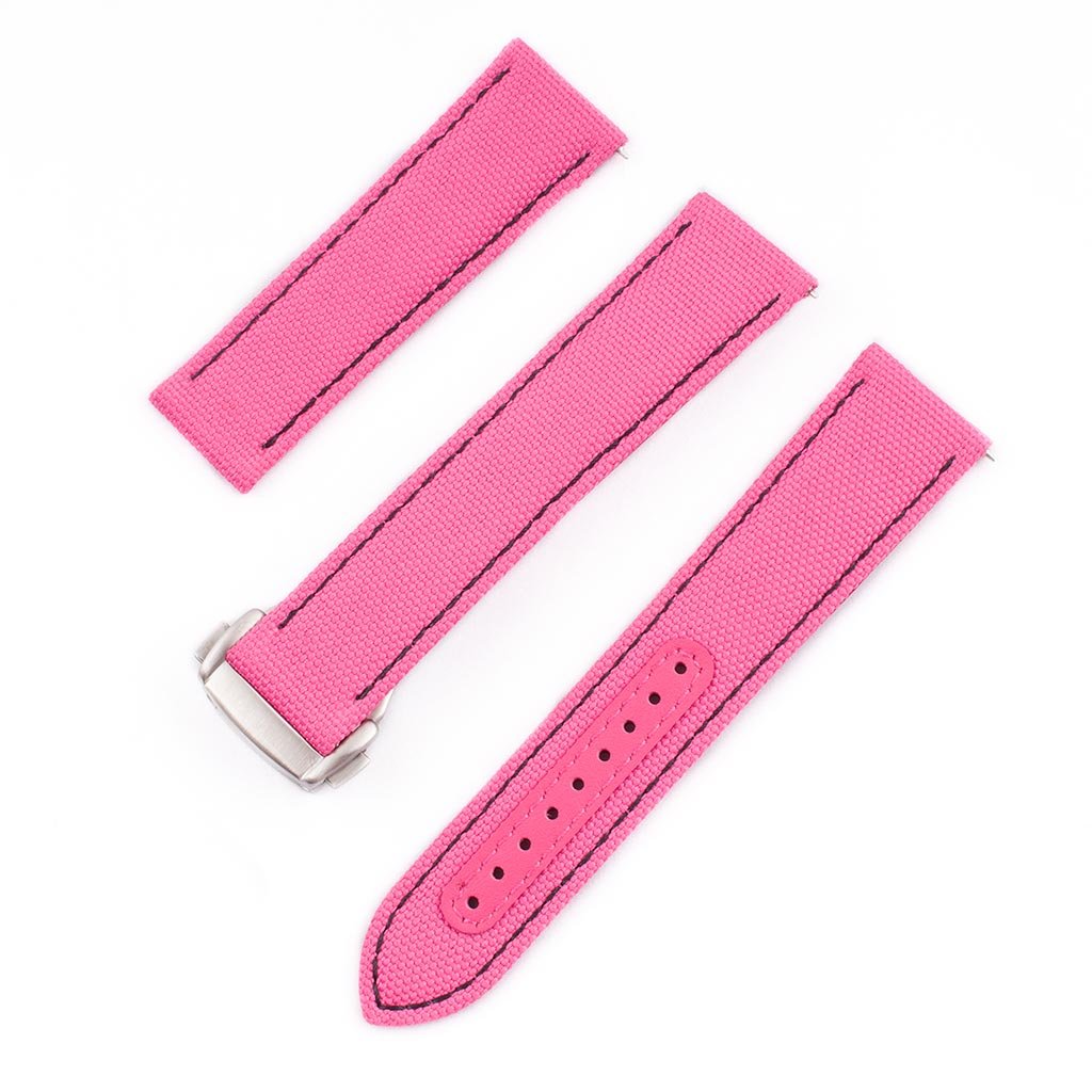 Brodinkee x StrapHabit Men Wear Pink 2025 Deployant Sailcloth Watch Straps