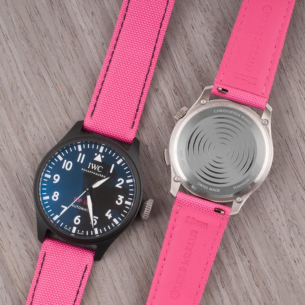 Brodinkee x StrapHabit Men Wear Pink 2025 Deployant Sailcloth Watch Straps