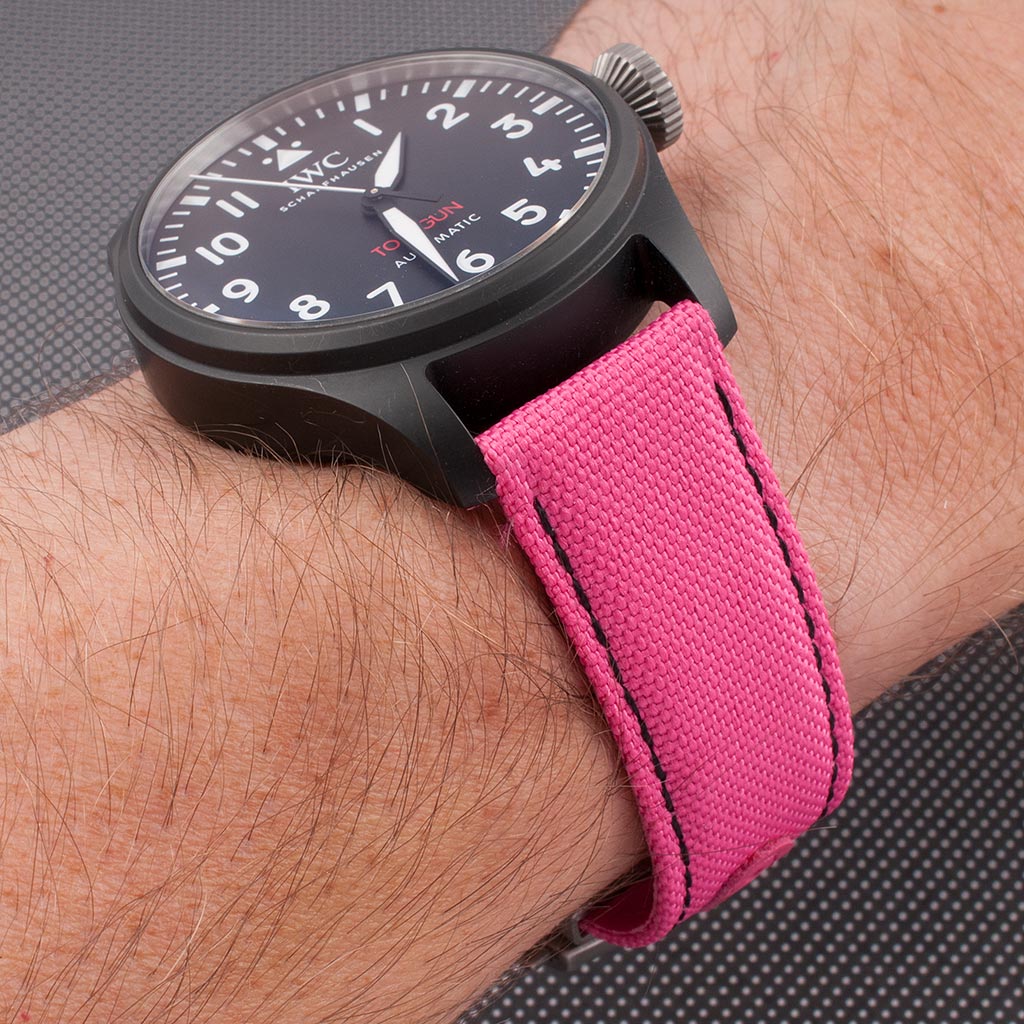 Brodinkee x StrapHabit Men Wear Pink 2025 Deployant Sailcloth Watch Straps