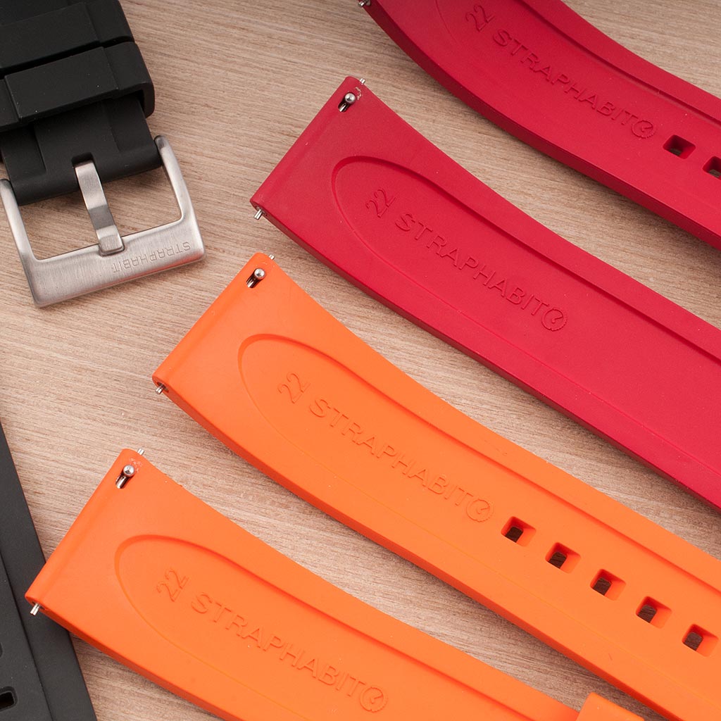 Extra Long Ridge FKM Rubber Watch Straps For Large Wrists