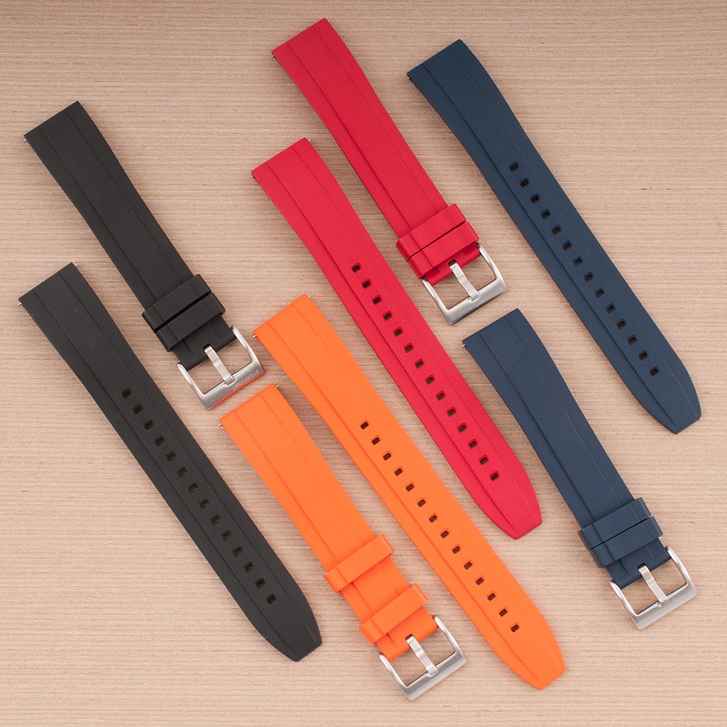 Extra Long Ridge FKM Rubber Watch Straps For Large Wrists