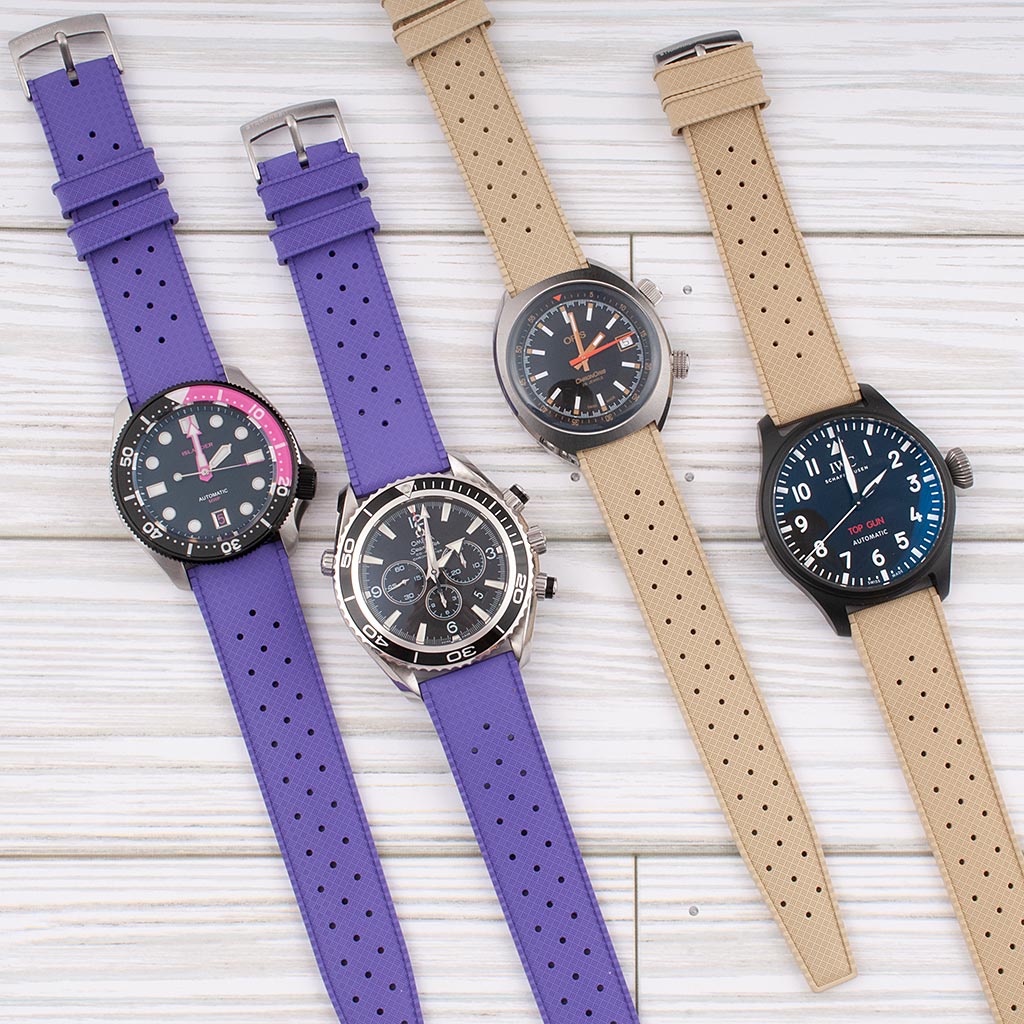 Tropical Retro Style FKM Rubber Quick Release Watch Straps