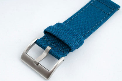 Canvas quick release watch strap band blue 20mm 22mm