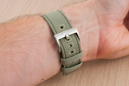 Canvas quick release watch strap band green 20mm 22mm