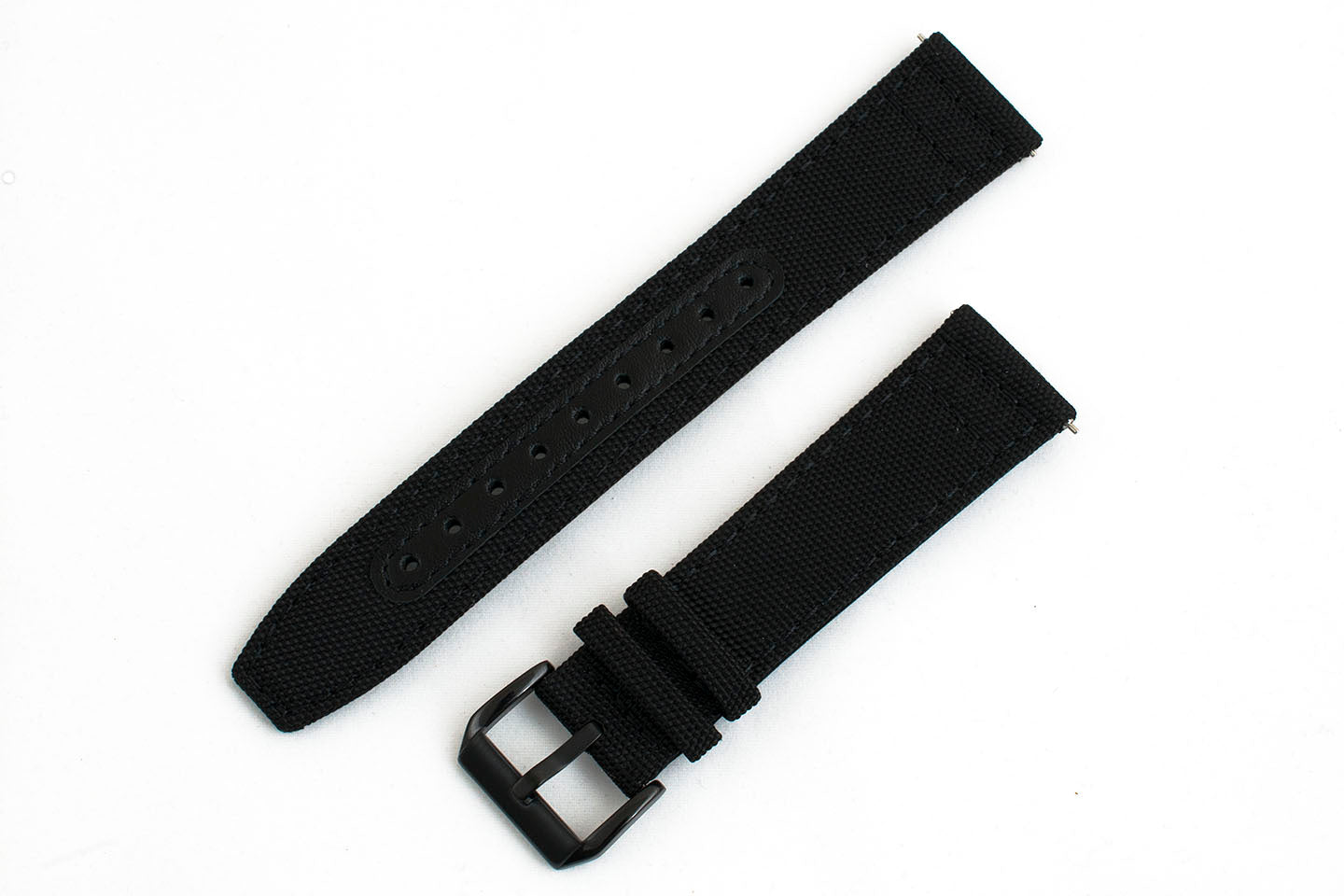 Premium Sailcloth quick release watch strap band replacement 19mm, 20mm, 21mm, 22mm black black buckle