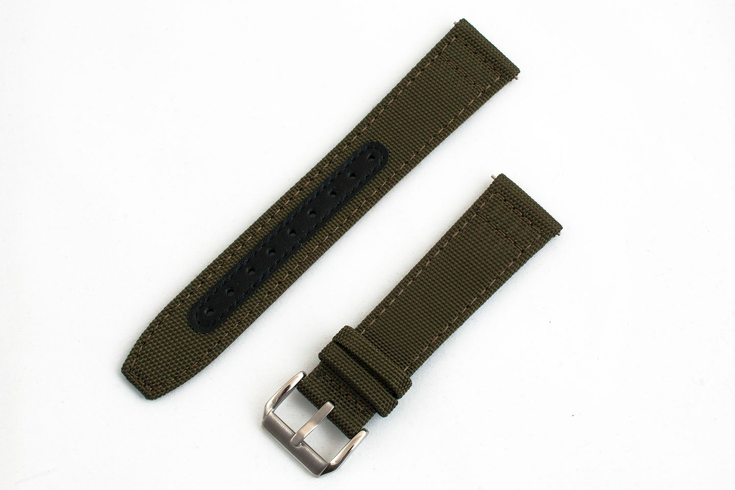 Premium Sailcloth quick release watch strap band replacement 19mm, 20mm, 21mm, 22mm green OD