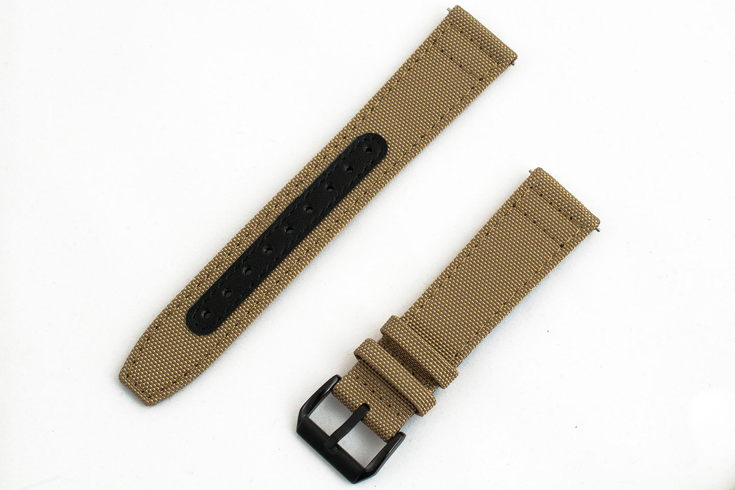 Premium Sailcloth quick release watch strap band replacement 19mm, 20mm, 21mm, 22mm khaki tan beige brown sand black pvd buckle