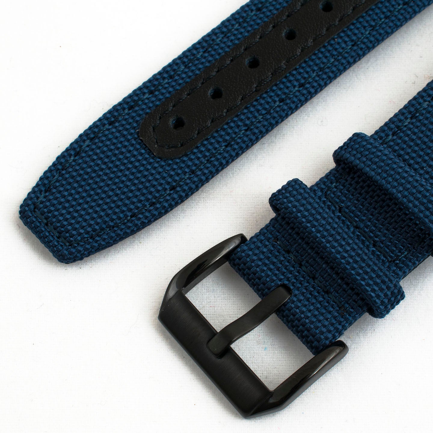 Premium Sailcloth quick release watch strap band replacement 19mm, 20mm, 21mm, 22mm blue with black buckle