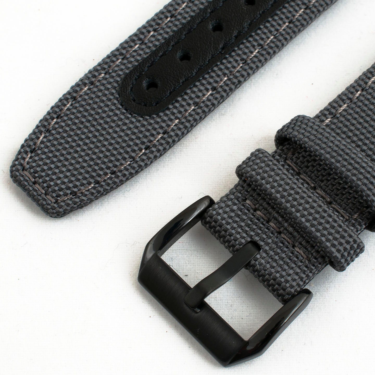 Premium Sailcloth quick release watch strap band replacement 19mm, 20mm, 21mm, 22mm gray grey with black buckle pvd