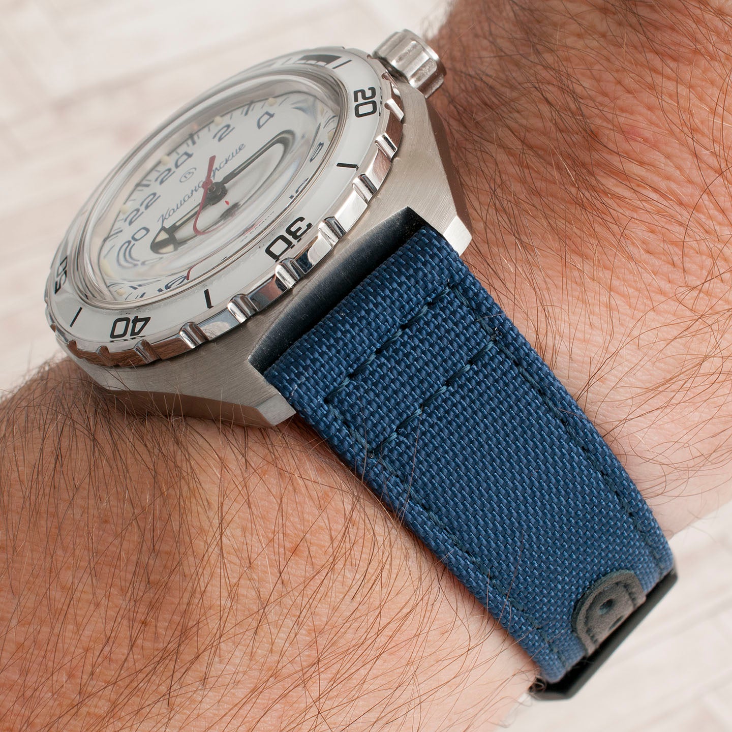 Premium Sailcloth quick release watch strap band replacement 19mm, 20mm, 21mm, 22mm blue vostok 24hr white