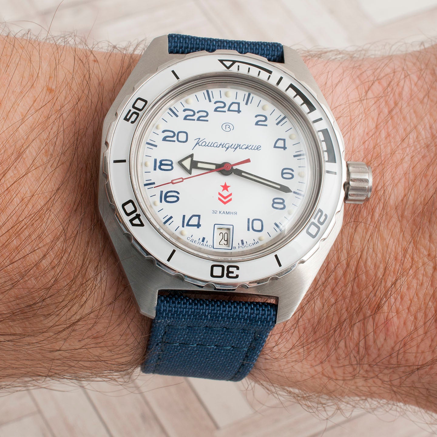 Premium Sailcloth quick release watch strap band replacement 19mm, 20mm, 21mm, 22mm blue vostok 24hr white