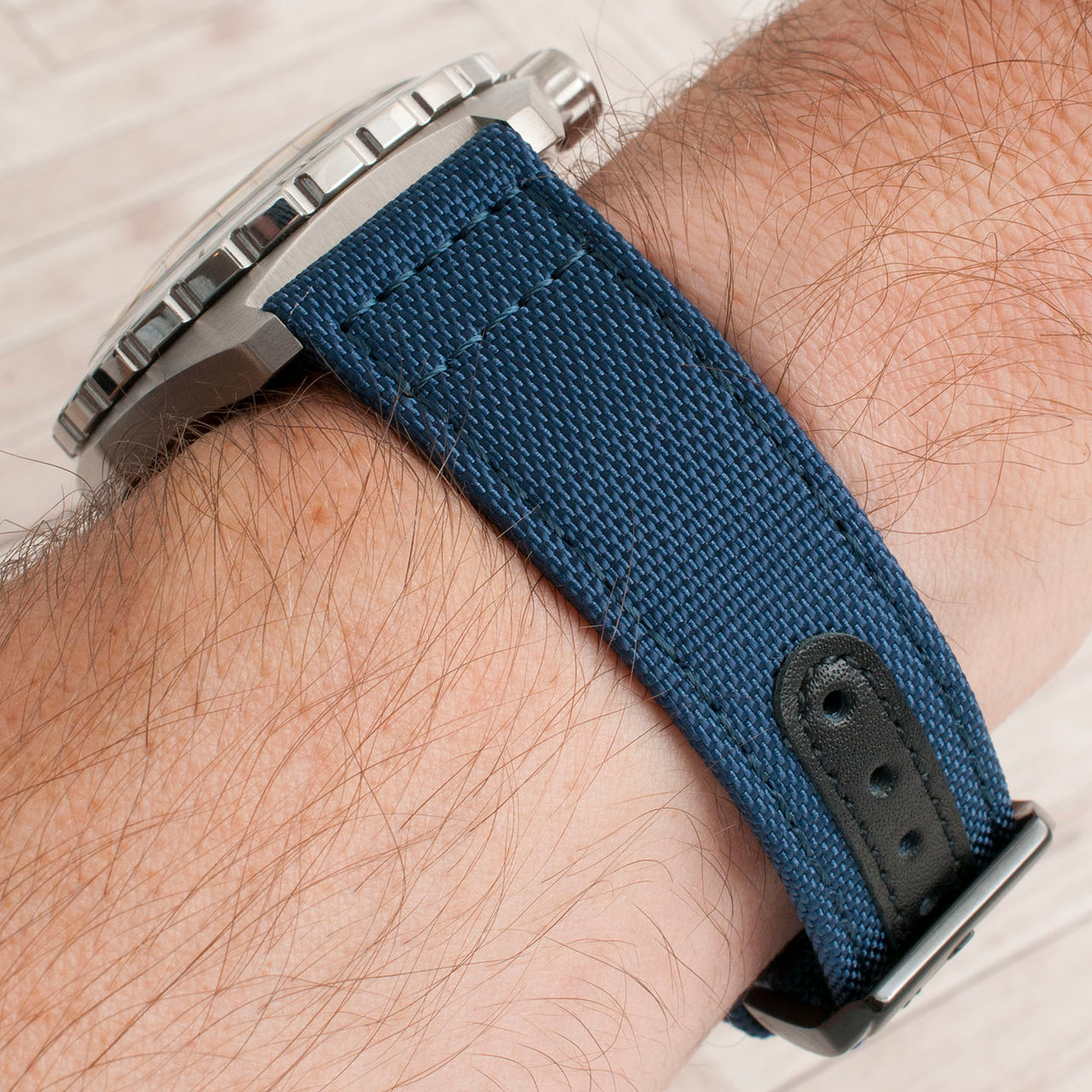 Premium Sailcloth quick release watch strap band replacement 19mm, 20mm, 21mm, 22mm blue with black buckle variant_blue