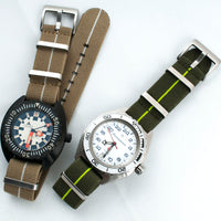 lume luminous lumed glowing glow in the dark NATO elastic parachute paratrooper marine nationale mn erika's original watch strap band 20mm 22mm green white yellow khaki tan striped