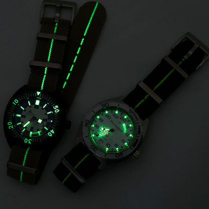 lume luminous lumed glowing glow in the dark NATO elastic parachute paratrooper marine nationale mn erika's original watch strap band 20mm 22mm green white yellow khaki tan striped