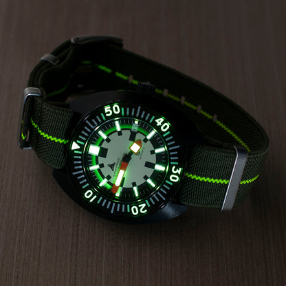 lume luminous lumed glowing glow in the dark NATO elastic parachute paratrooper marine nationale mn erika's original watch strap band 20mm 22mm green white yellow khaki tan striped