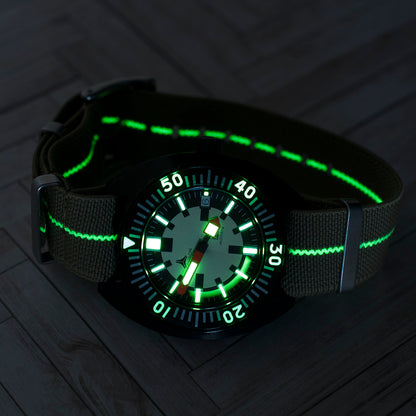 lume luminous lumed glowing glow in the dark NATO elastic parachute paratrooper marine nationale mn erika's original watch strap band 20mm 22mm green white yellow khaki tan striped