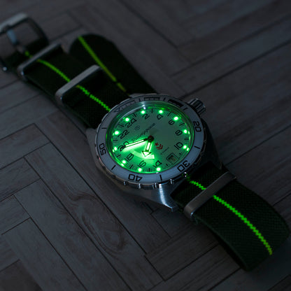 lume luminous lumed glowing glow in the dark NATO elastic parachute paratrooper marine nationale mn erika's original watch strap band 20mm 22mm green white yellow khaki tan striped