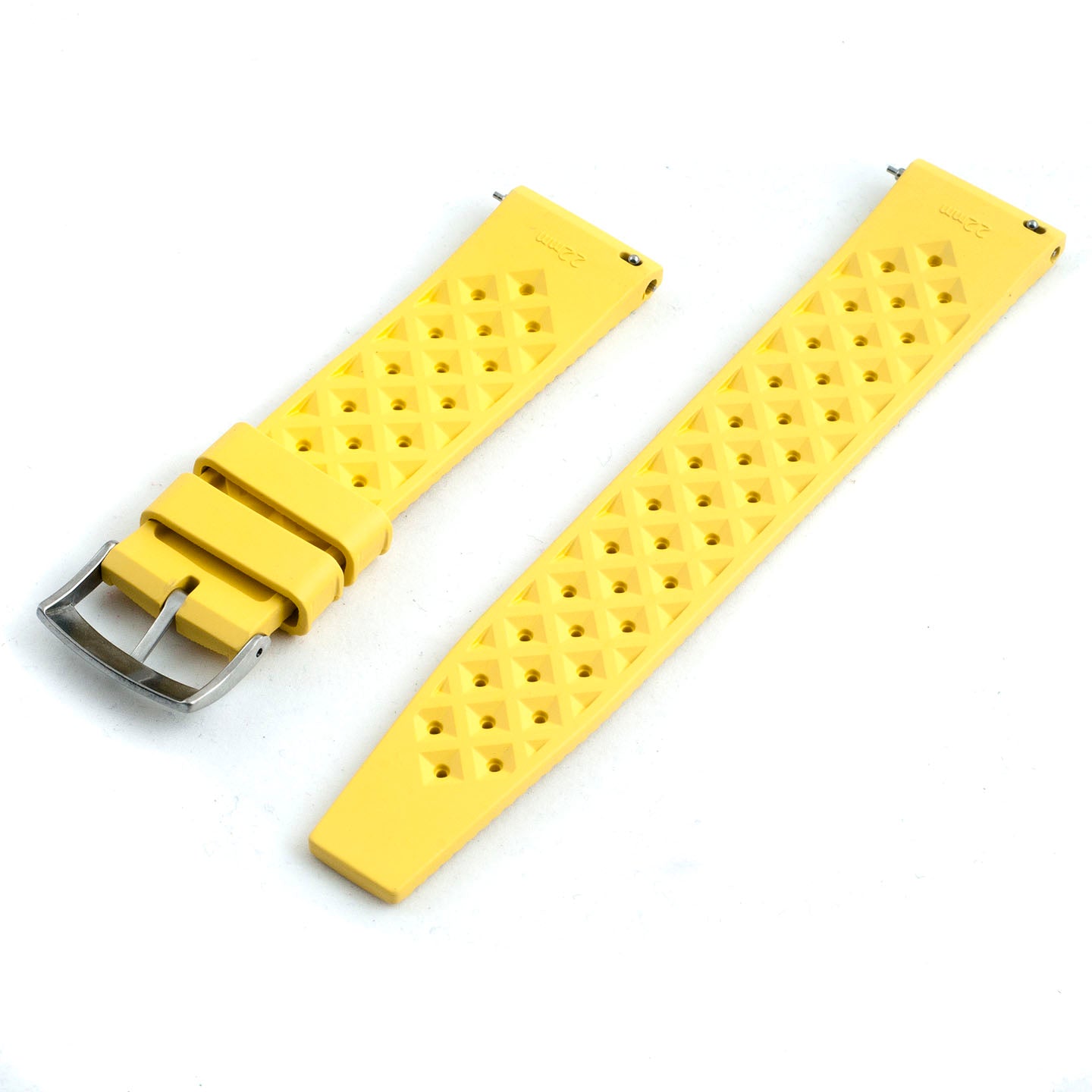 Tropical retro vintage replacement watch strap band FKM rubber tropic 19mm 20mm 21mm 22mm yellow