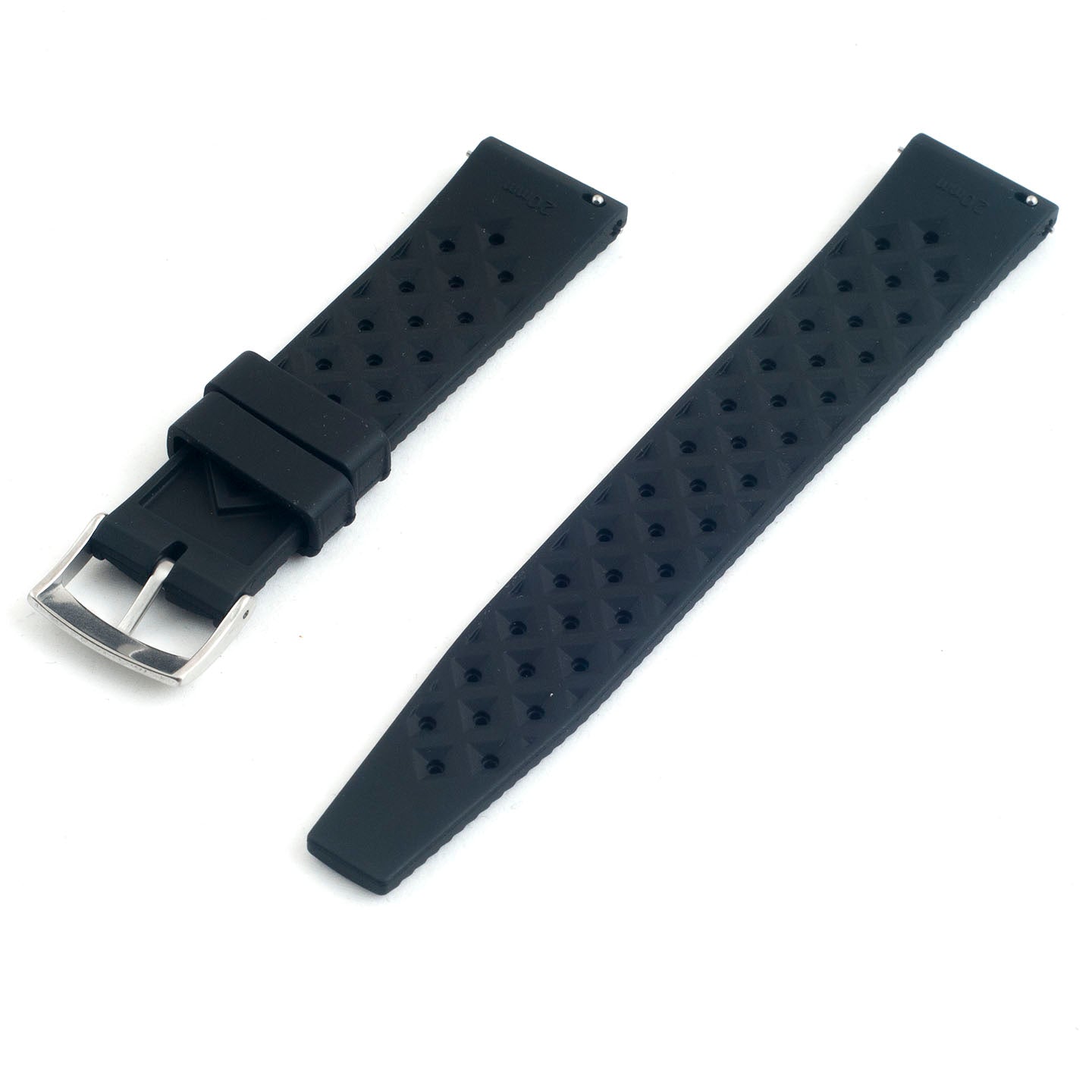 Tropical retro vintage replacement watch strap band FKM rubber tropic 19mm 20mm 21mm 22mm black