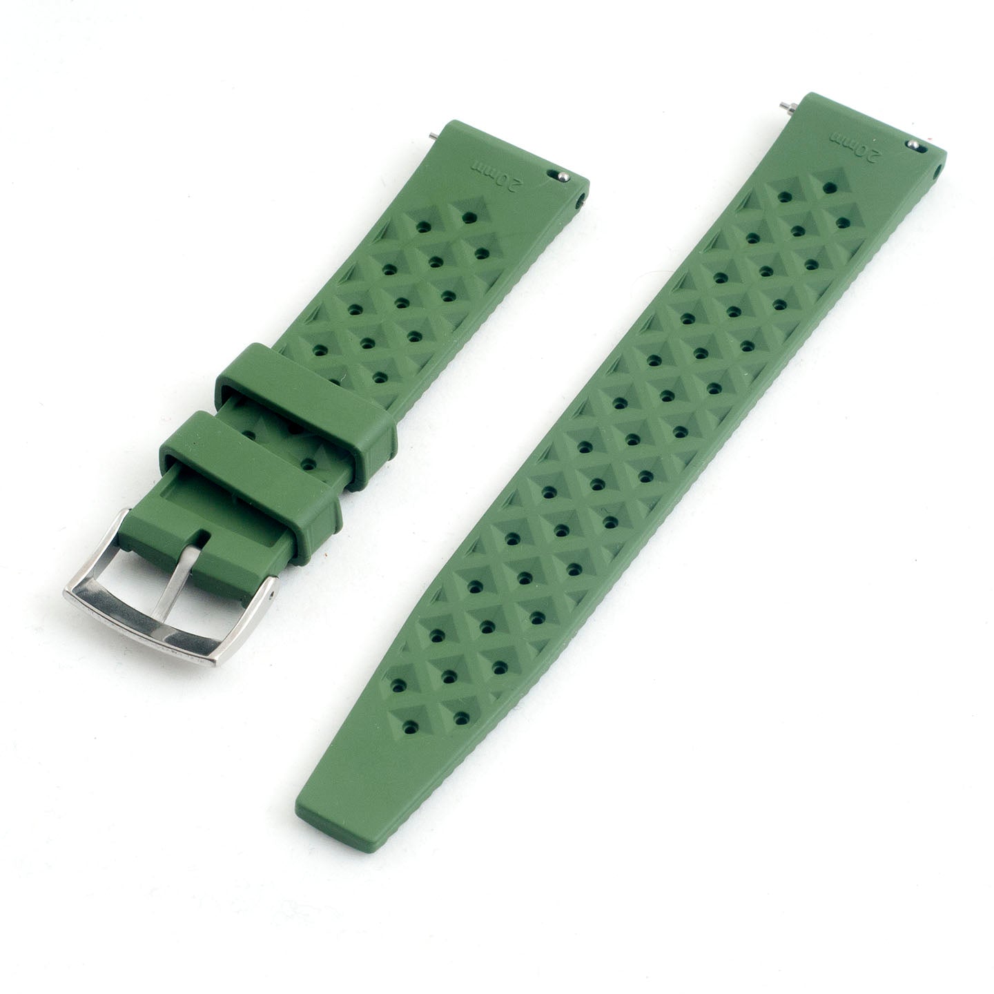 20mm Black Retro Tropical Style Rubber Watch Band