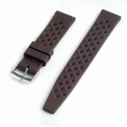 Tropical retro vintage replacement watch strap band FKM rubber tropic 19mm 20mm 21mm 22mm brown