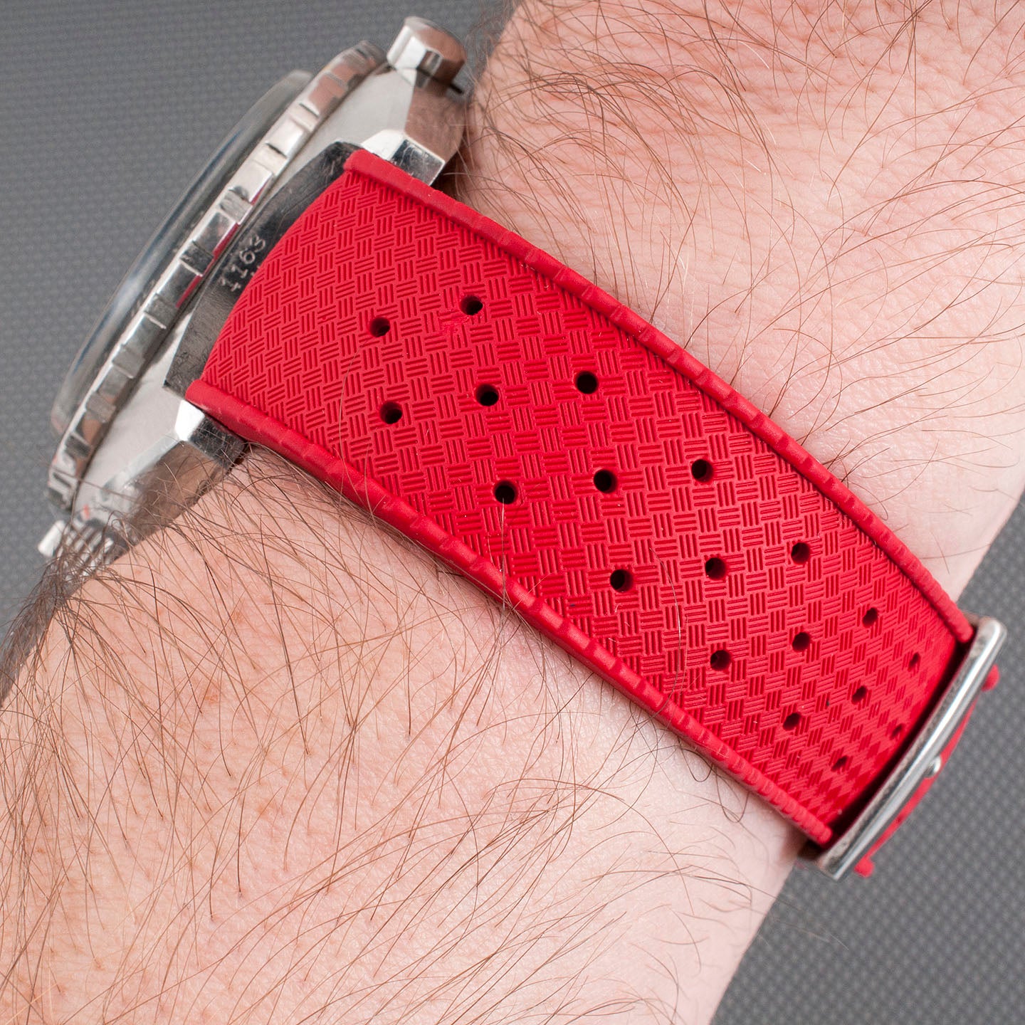 Tropical retro vintage replacement watch strap band FKM rubber tropic 19mm 20mm 21mm 22mm red