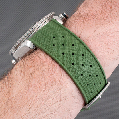 Tropical retro vintage replacement watch strap band FKM rubber tropic 19mm 20mm 21mm 22mm green