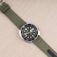 Premium Sailcloth quick release watch strap band replacement 19mm, 20mm, 21mm, 22mm green OD seiko spre03 king turtle grenade variant_green